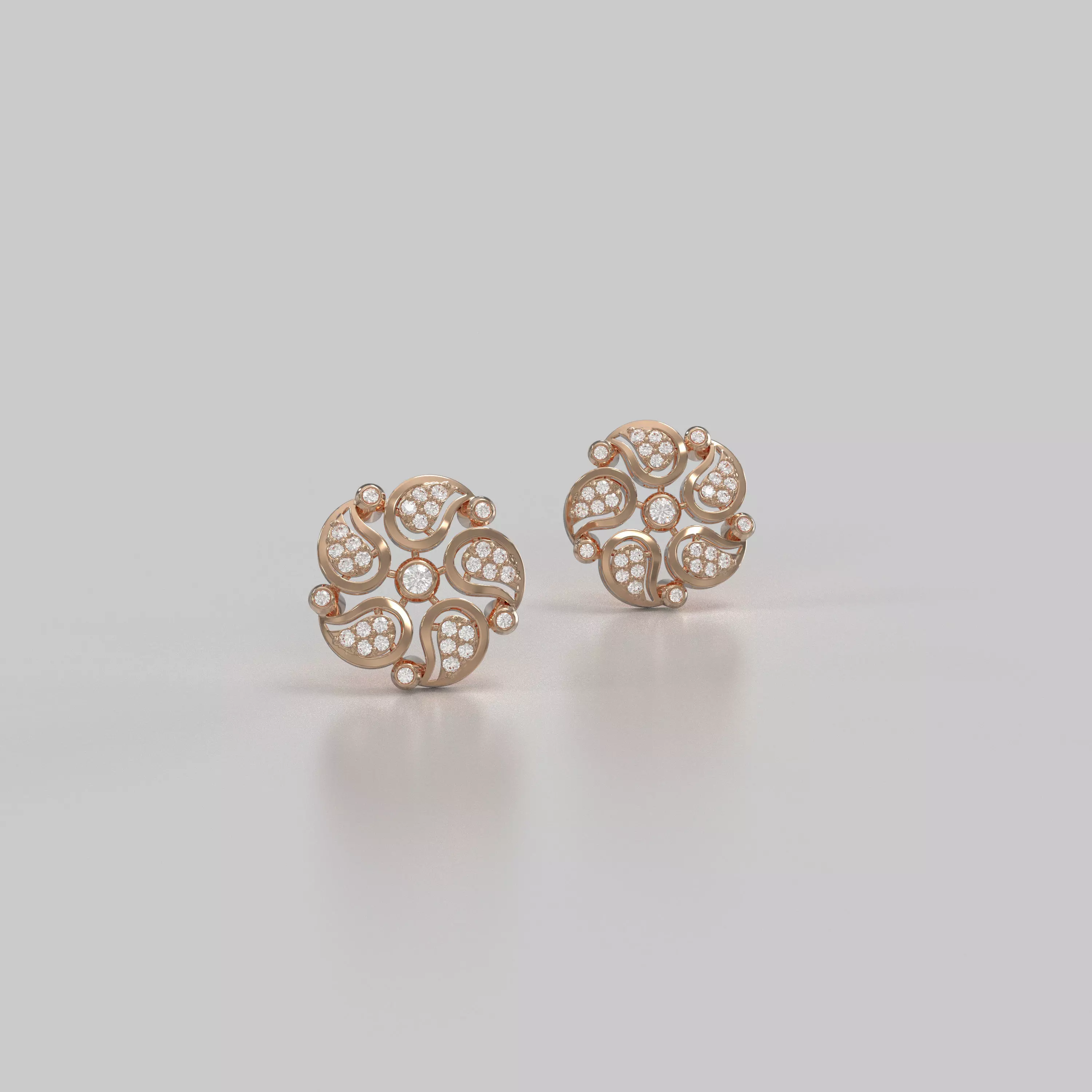 a stud EARRINGS with round gemstones 3D print model