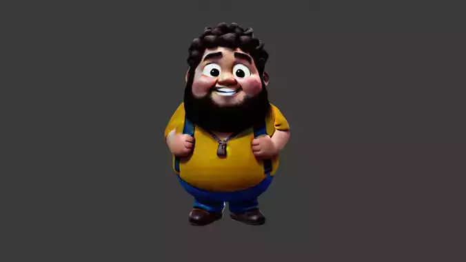 Fat Cartoon  Bearded Man 