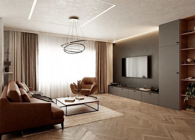 Modern Apartment Scene In Native Blend File-Vizfromblender 3D model 2