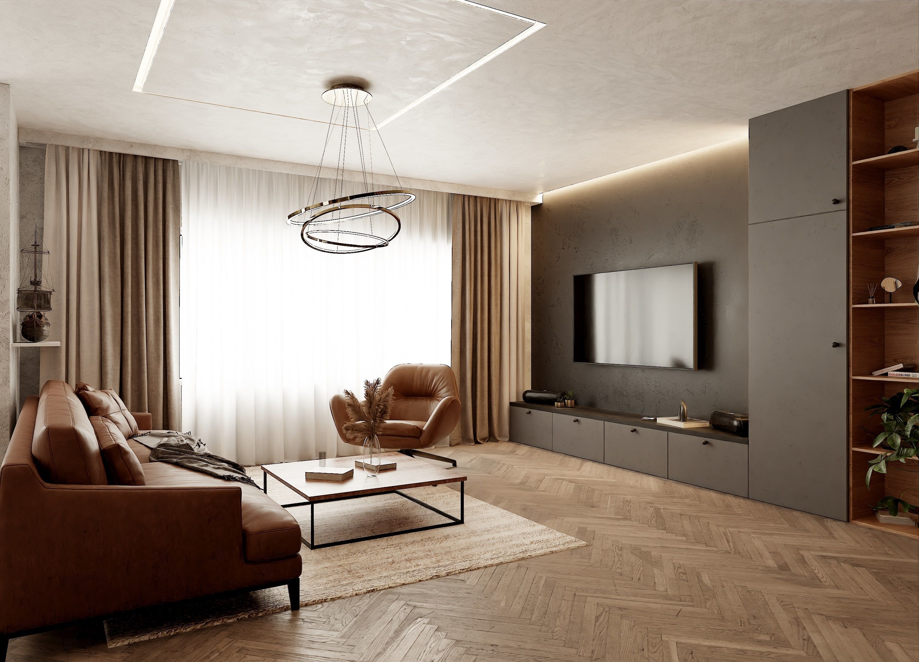 Modern Apartment Scene In Native Blend File-Vizfromblender 3D model_1