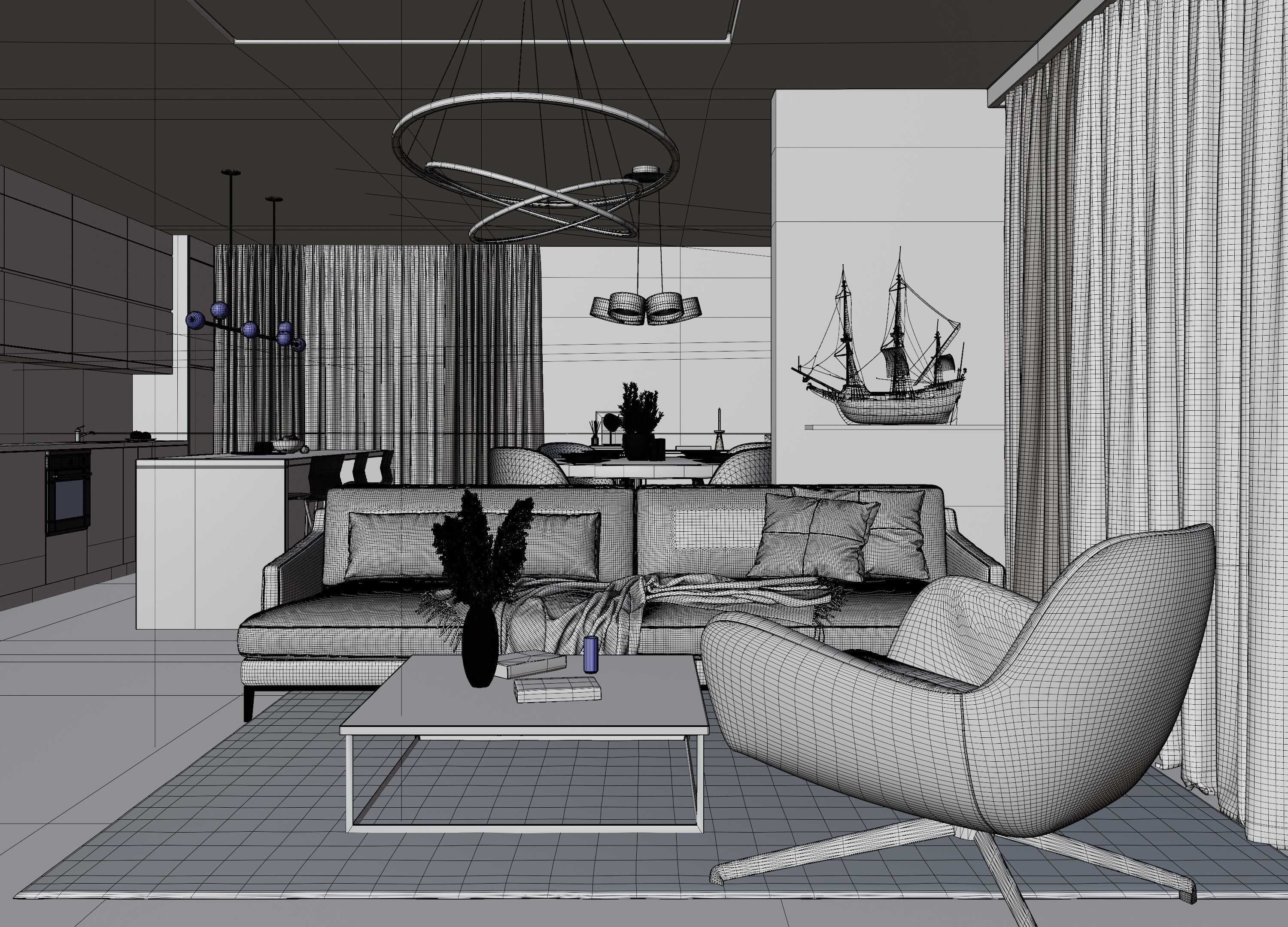 Modern Apartment Scene In Native Blend File-Vizfromblender 3D model_28
