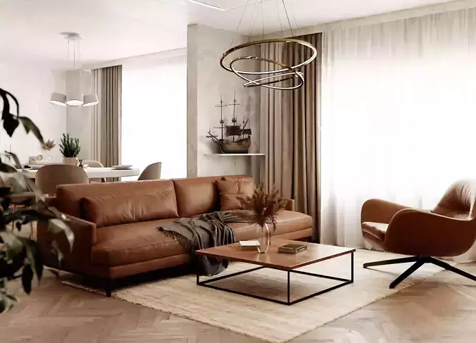 Modern Apartment Scene In Native Blend File-Vizfromblender 3D model