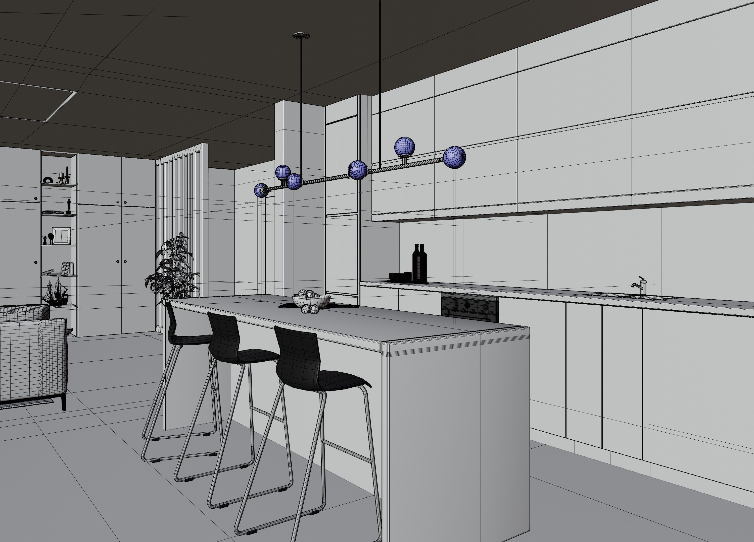 Modern Apartment Scene In Native Blend File-Vizfromblender 3D model_20