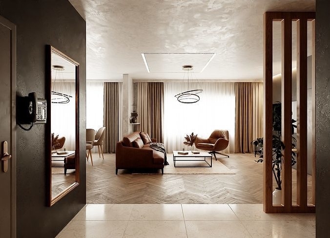 Modern Apartment Scene In Native Blend File-Vizfromblender 3D model 7