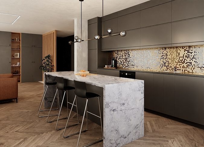Modern Apartment Scene In Native Blend File-Vizfromblender 3D model 6