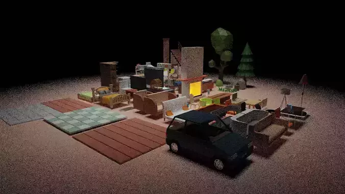 low ploy objects 3D model
