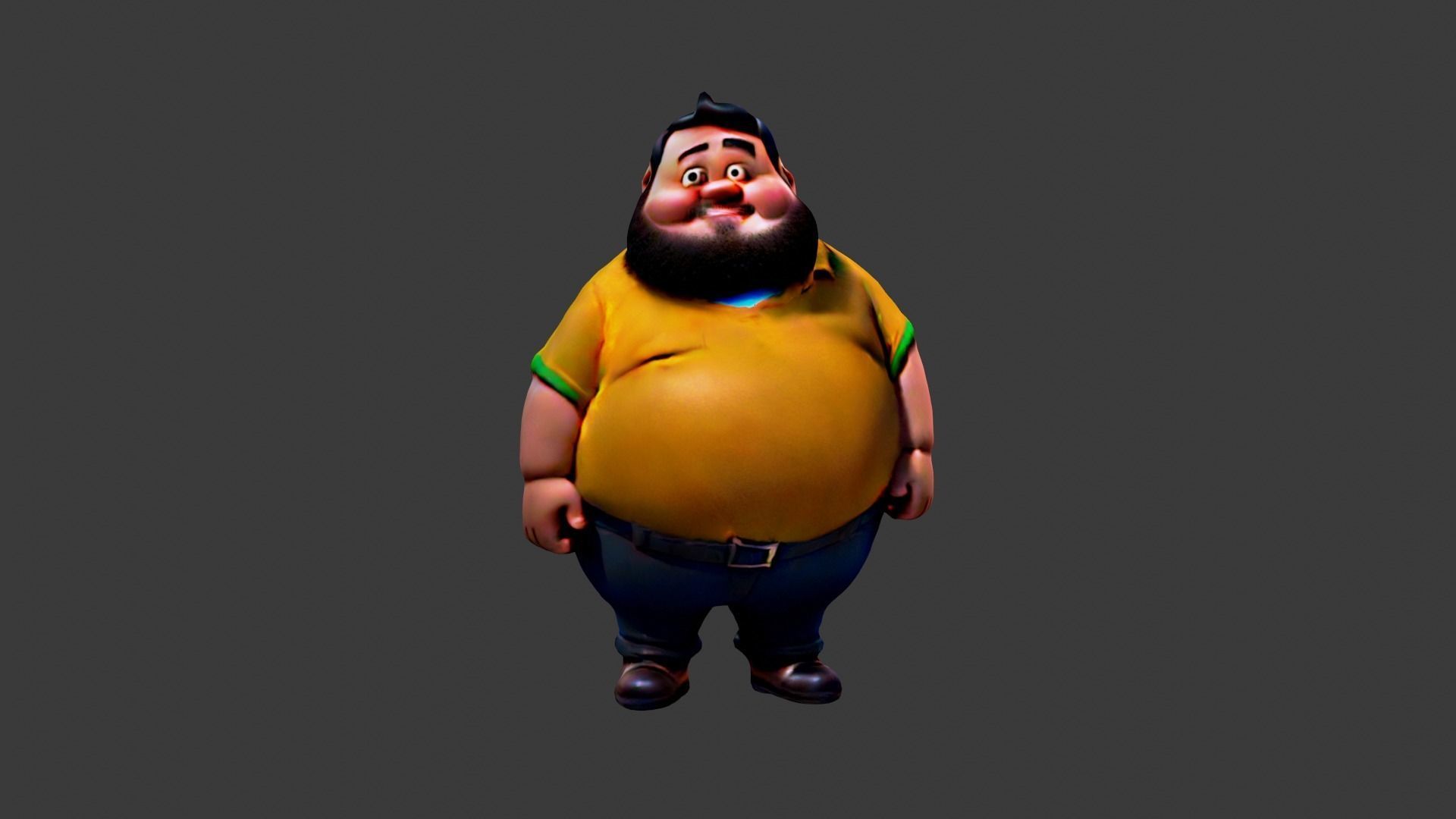 Fat Cartoon Man  Low-poly 3D model_3