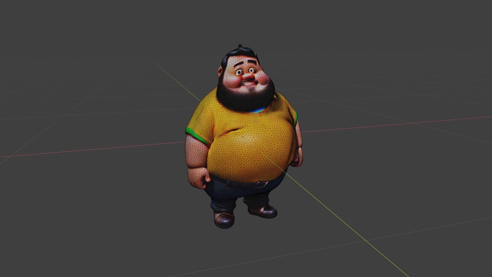 Fat Cartoon Man  Low-poly 3D model_6