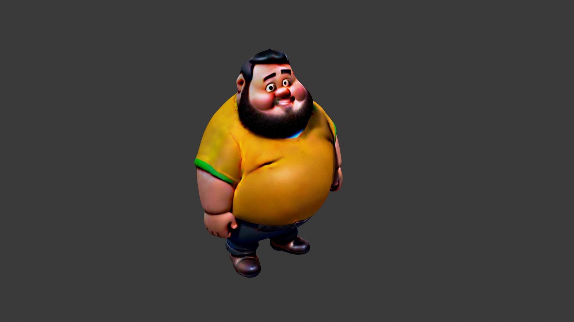 Fat Cartoon Man  Low-poly 3D model_5