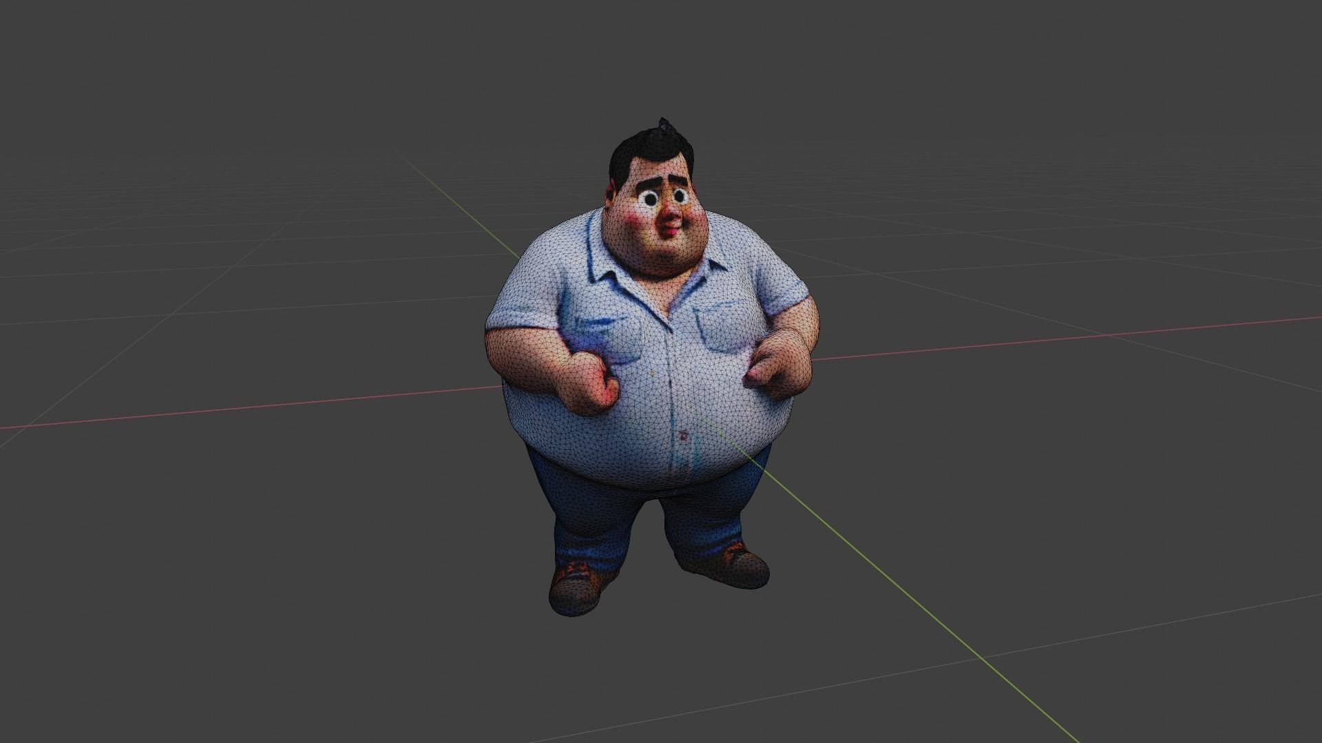 Fat Cartoon Man  Low-poly 3D model_6