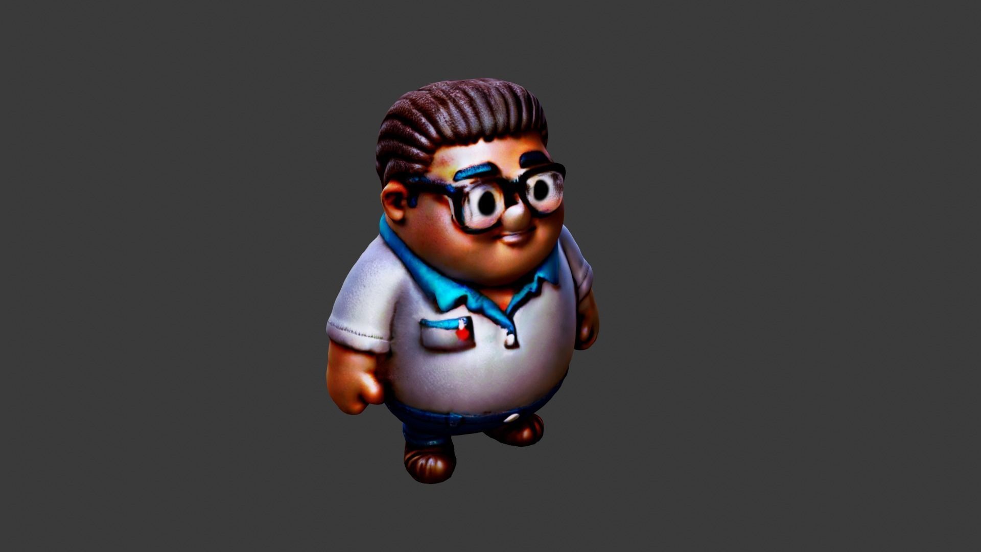 Fat Man  Low-poly 3D model_5