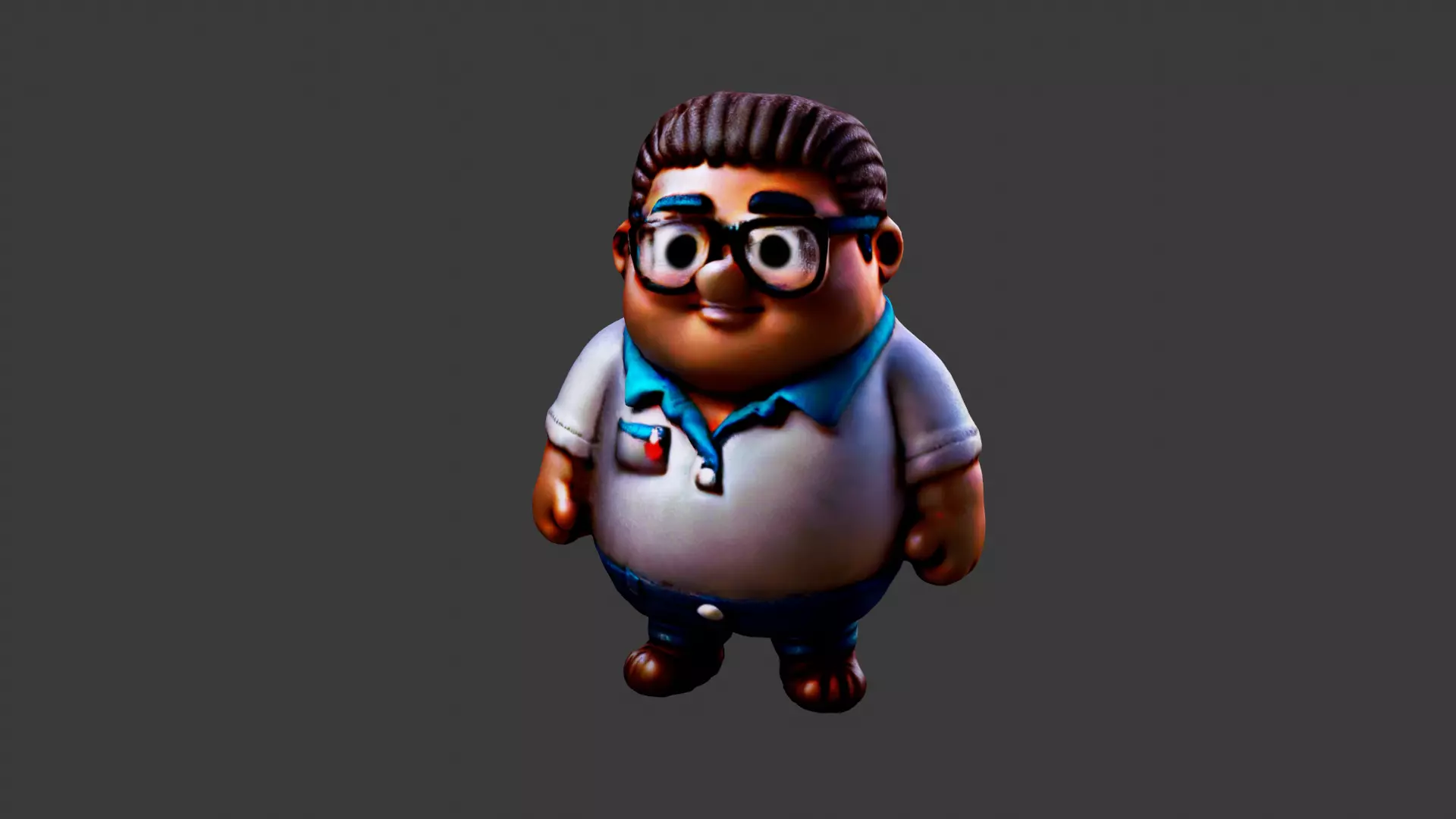 Fat Man  Low-poly 3D model_0