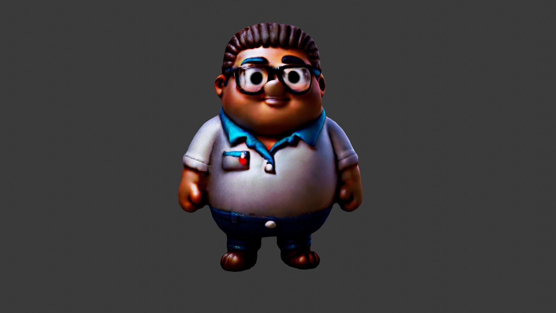 Fat Man  Low-poly 3D model_1