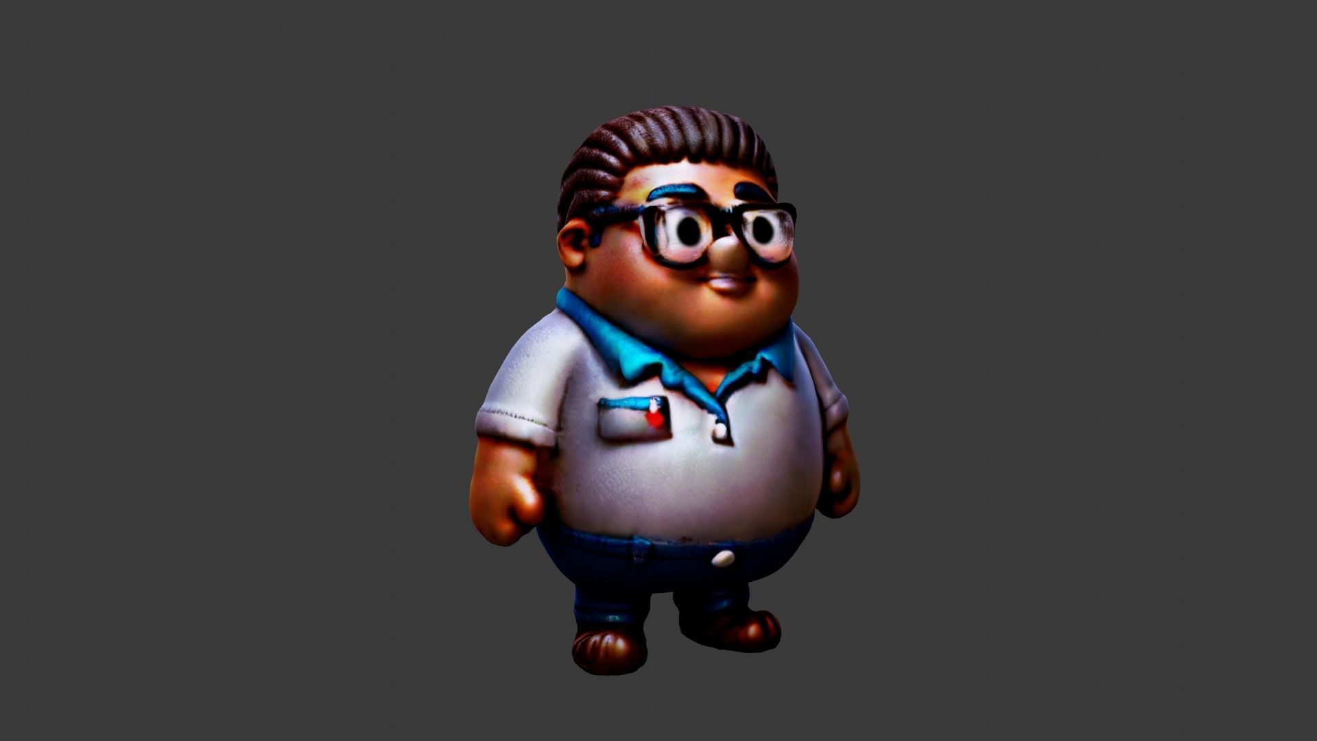Fat Man  Low-poly 3D model_4