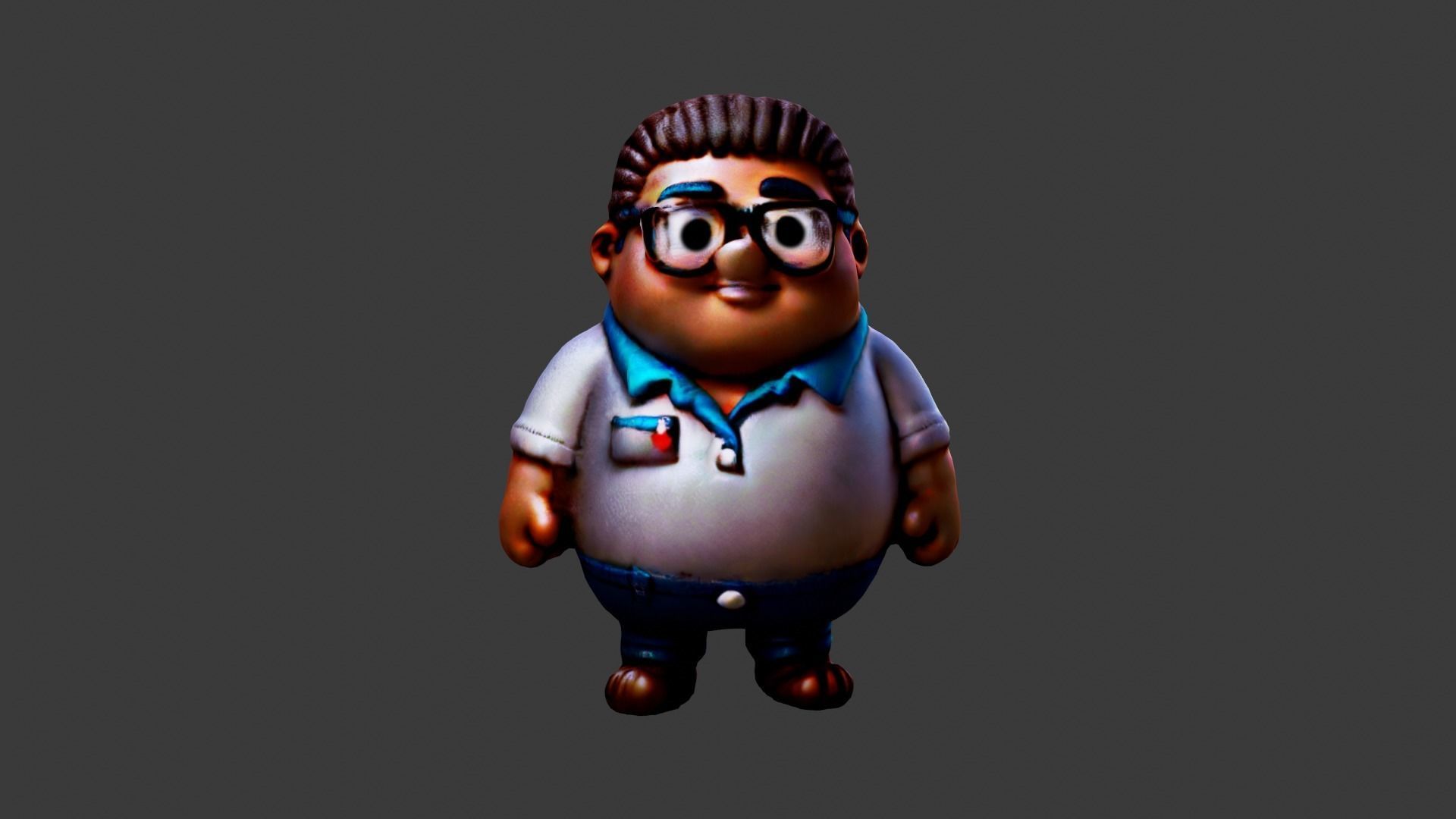 Fat Man  Low-poly 3D model_3