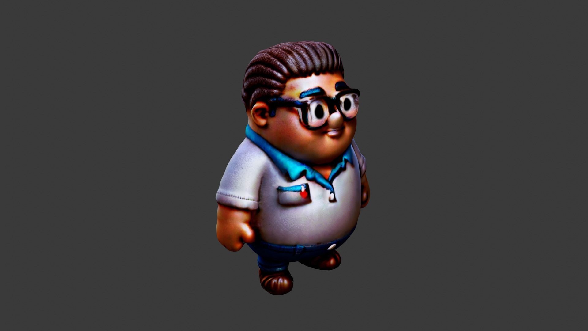 Fat Man  Low-poly 3D model_2
