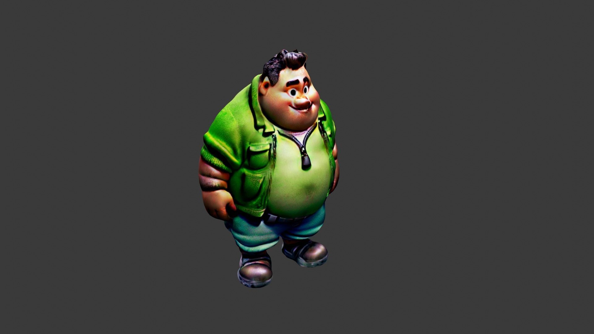 Fat Man  Low-poly 3D model_5