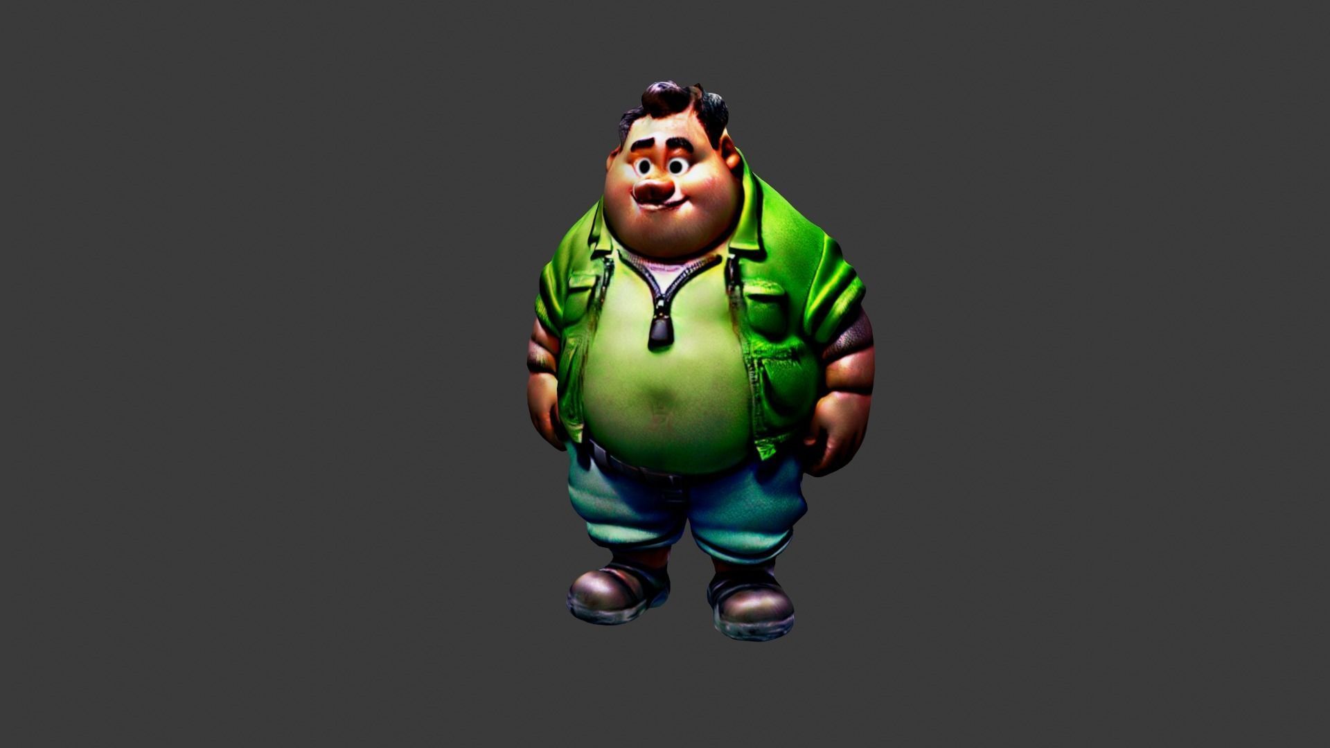 Fat Man  Low-poly 3D model_1