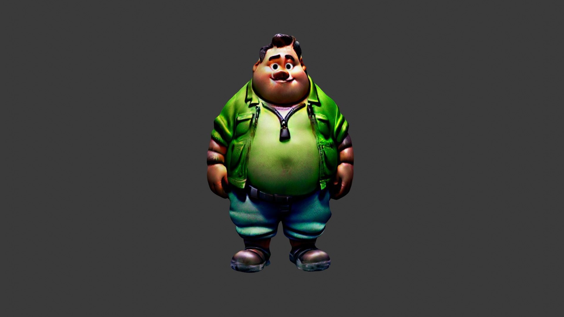 Fat Man  Low-poly 3D model_3
