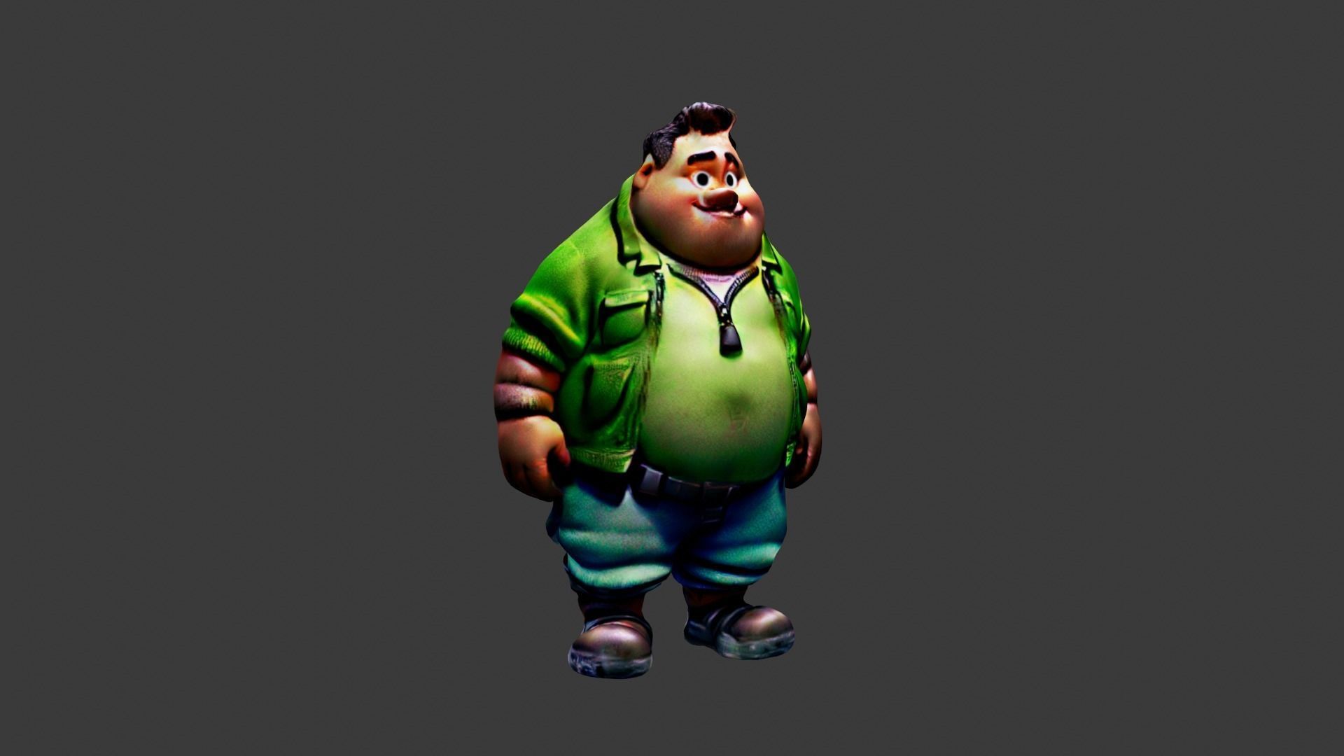 Fat Man  Low-poly 3D model_4