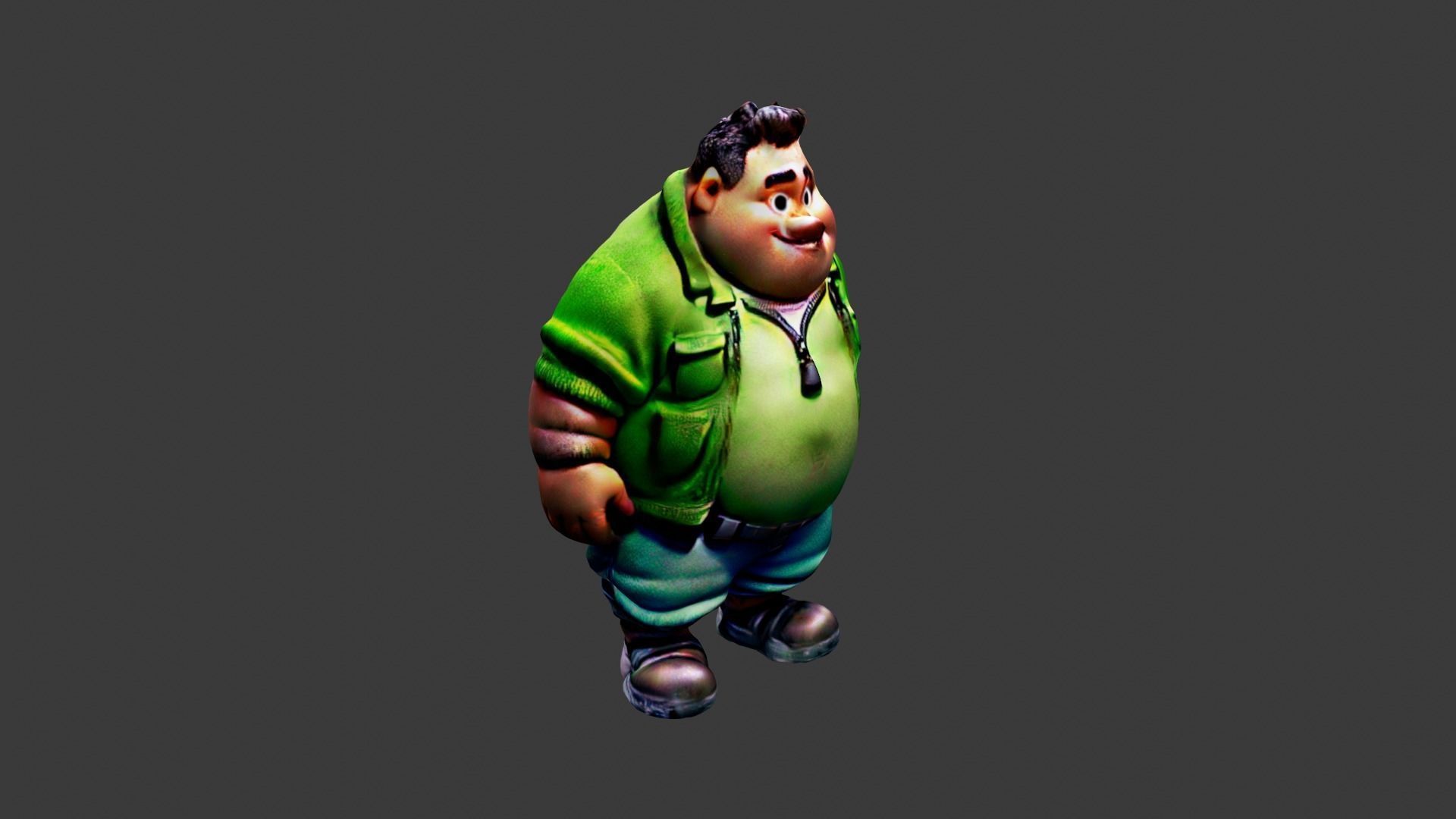 Fat Man  Low-poly 3D model_2