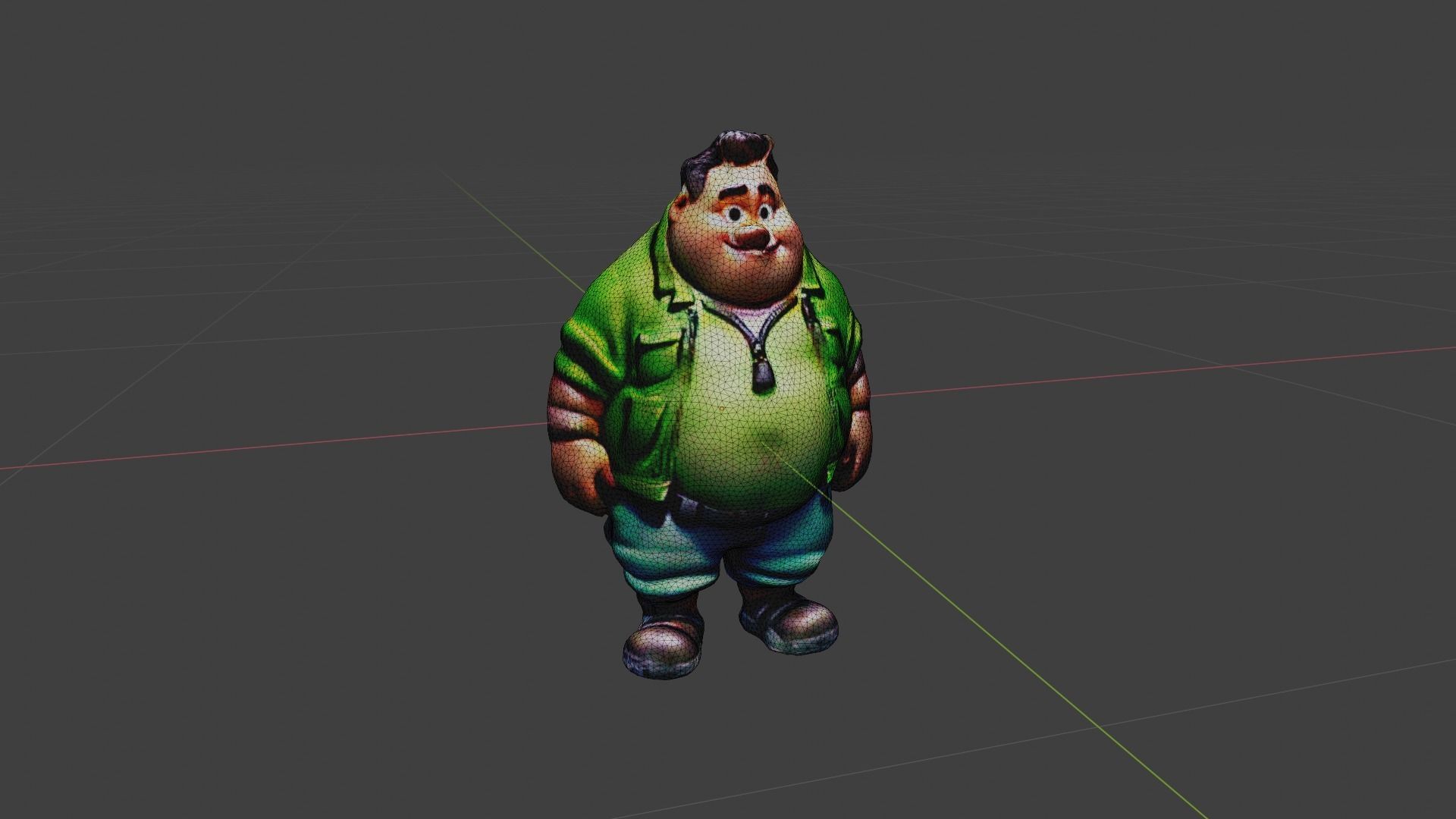 Fat Man  Low-poly 3D model_6