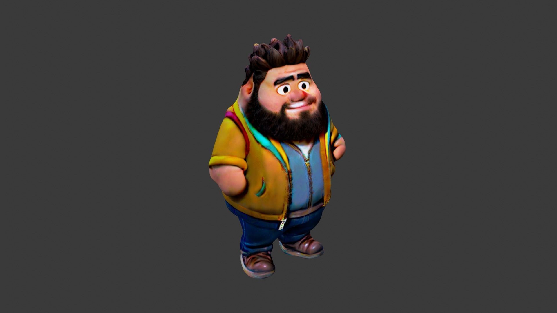 Fat Man  Low-poly 3D model_2