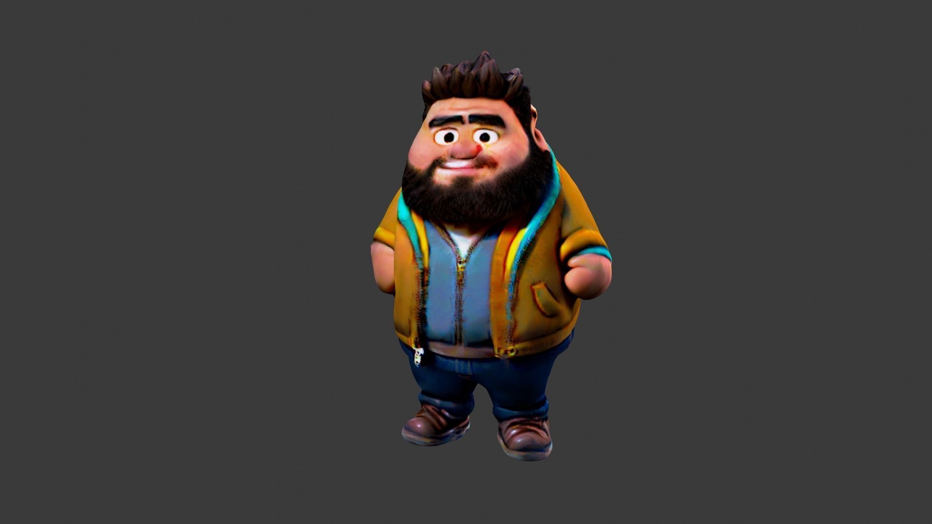 Fat Man  Low-poly 3D model_1