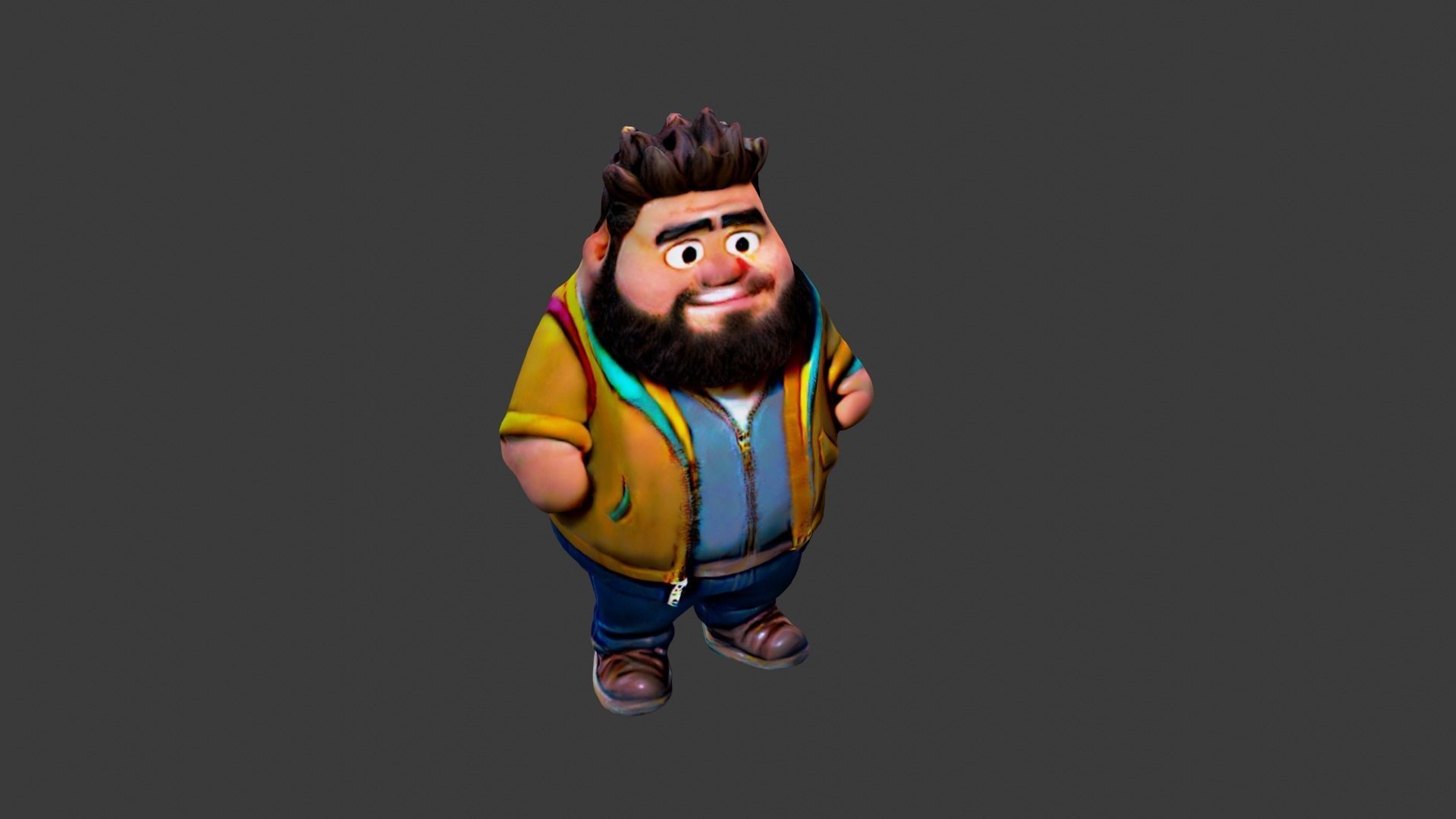 Fat Man  Low-poly 3D model_5