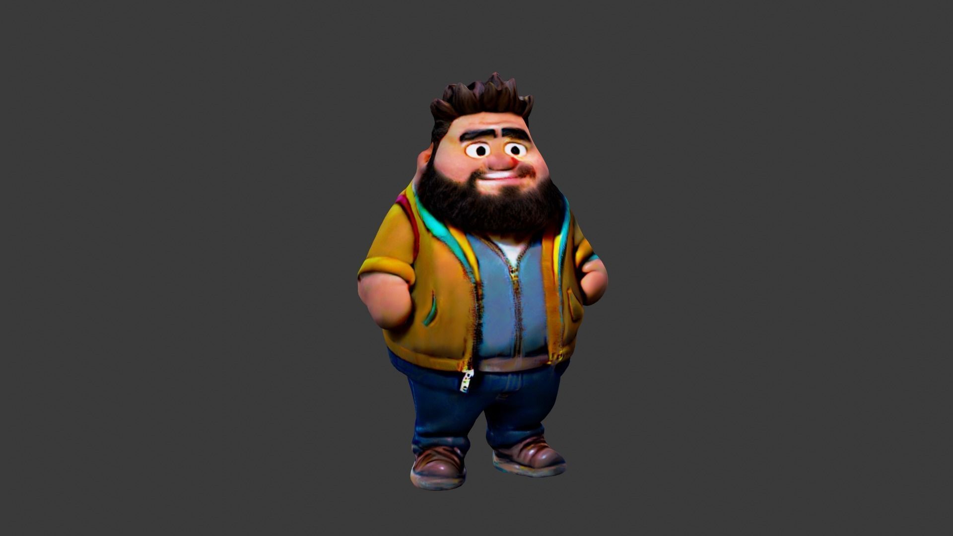 Fat Man  Low-poly 3D model_4