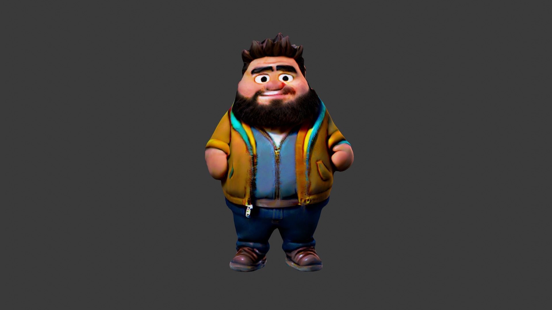 Fat Man  Low-poly 3D model_3
