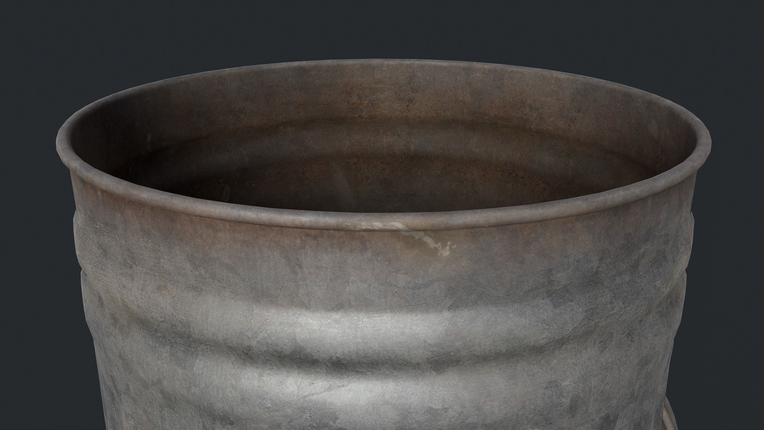 Street Trash Can 45 PBR Game Ready  Low-poly 3D model_9