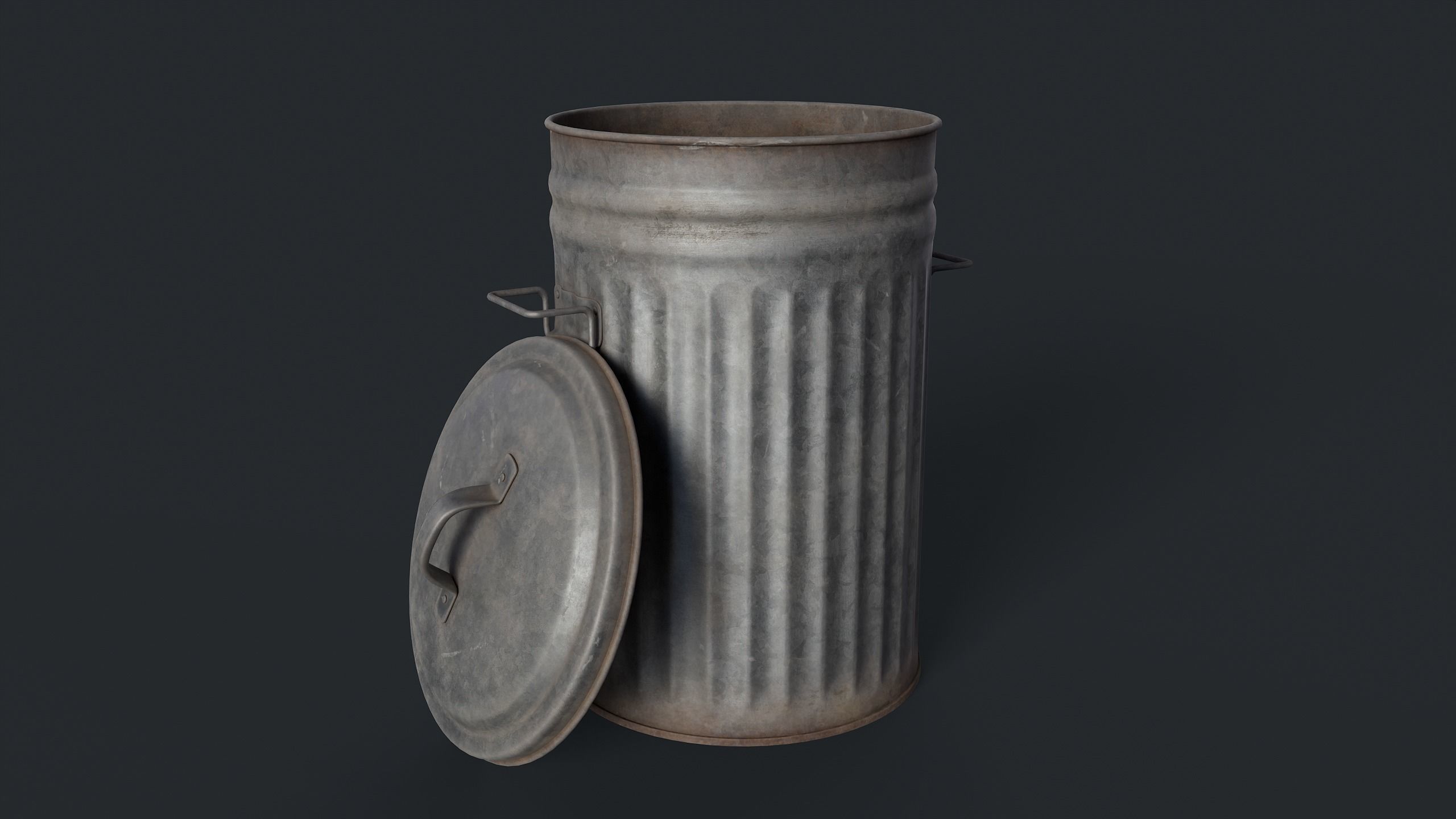 Street Trash Can 45 PBR Game Ready  Low-poly 3D model_5