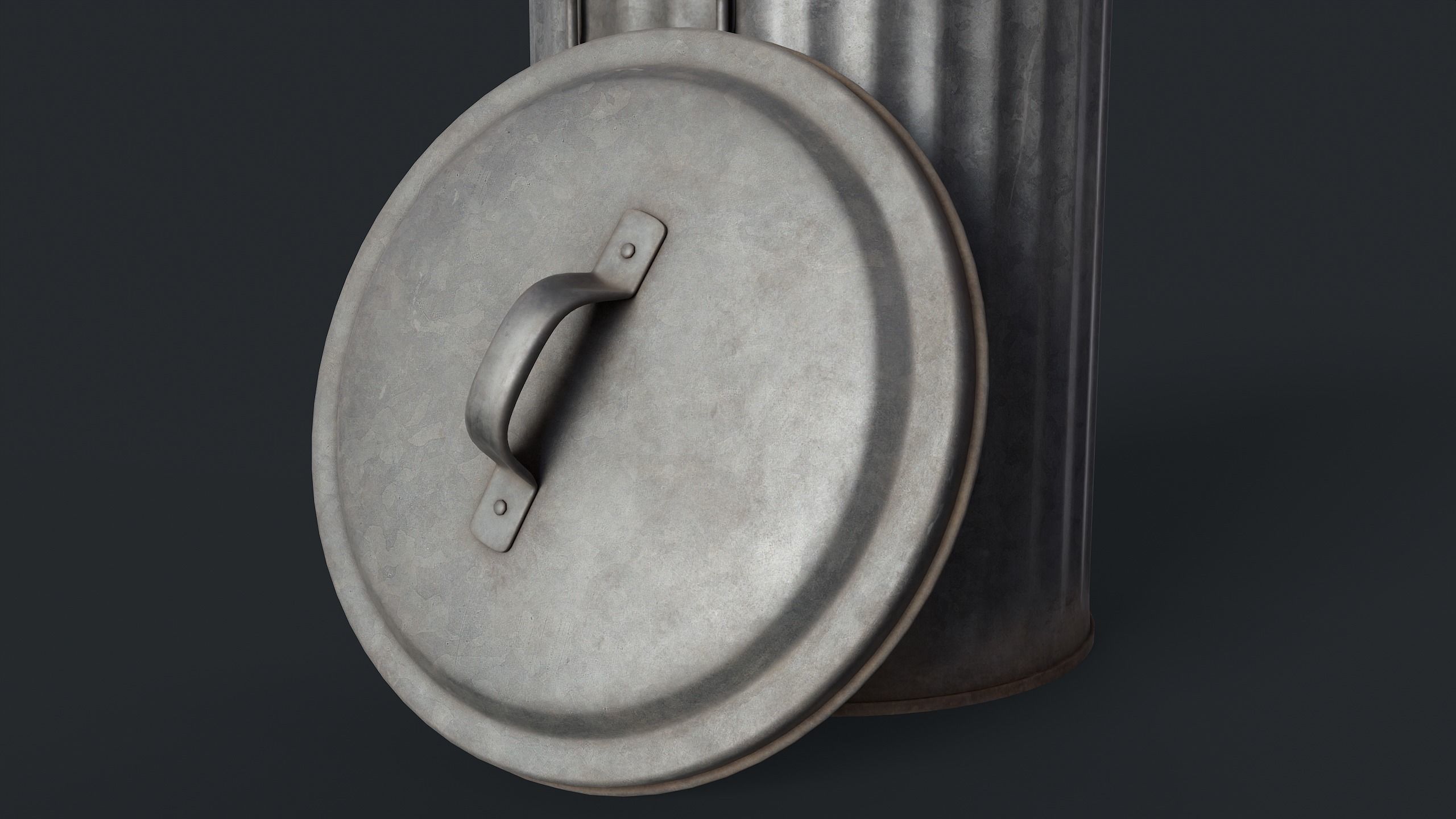 Street Trash Can 45 PBR Game Ready  Low-poly 3D model_12