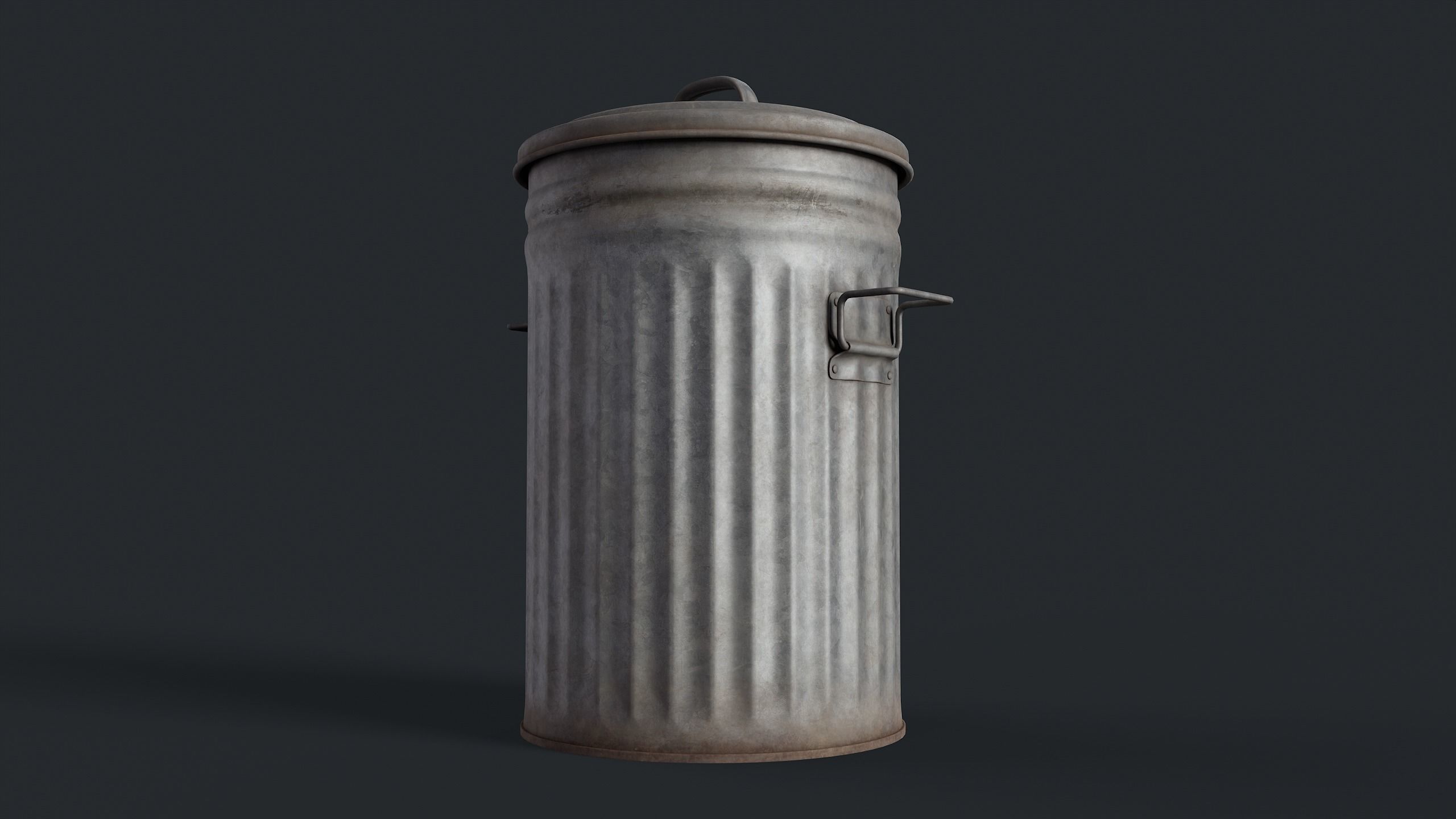 Street Trash Can 45 PBR Game Ready  Low-poly 3D model_17