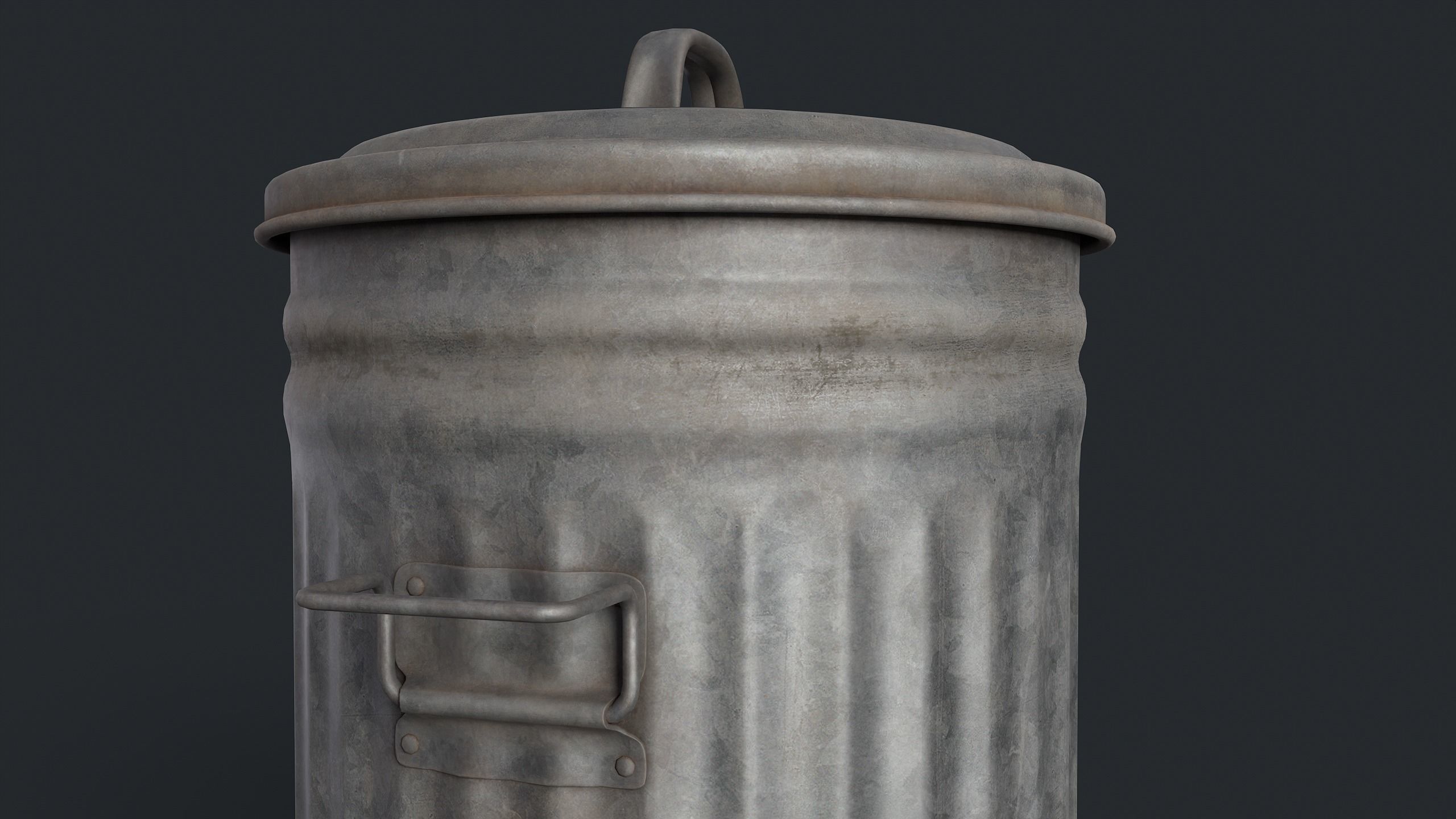 Street Trash Can 45 PBR Game Ready  Low-poly 3D model_20