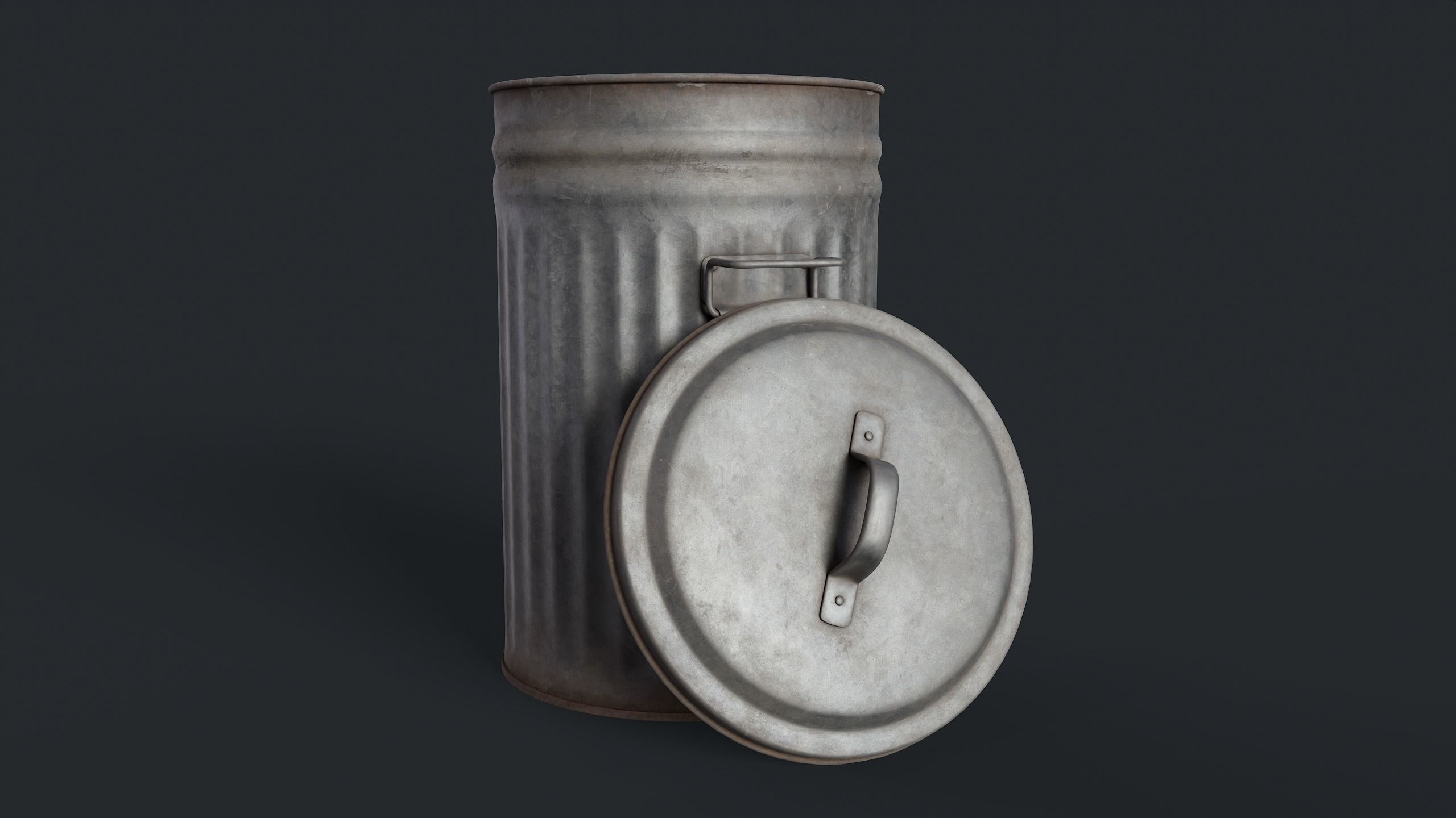 Street Trash Can 45 PBR Game Ready  Low-poly 3D model_6