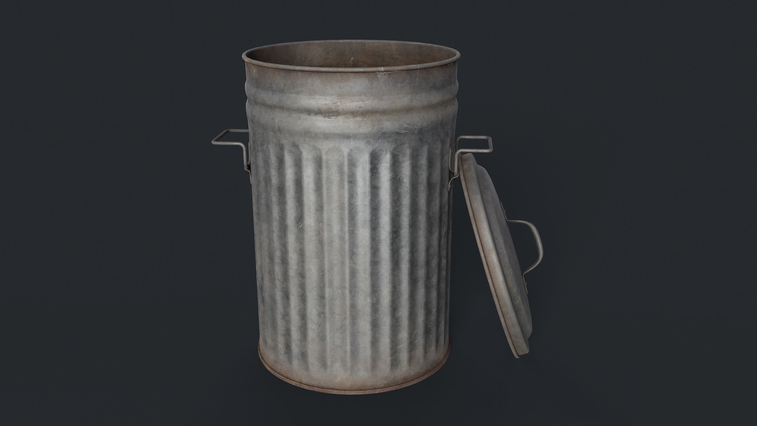 Street Trash Can 45 PBR Game Ready  Low-poly 3D model_7