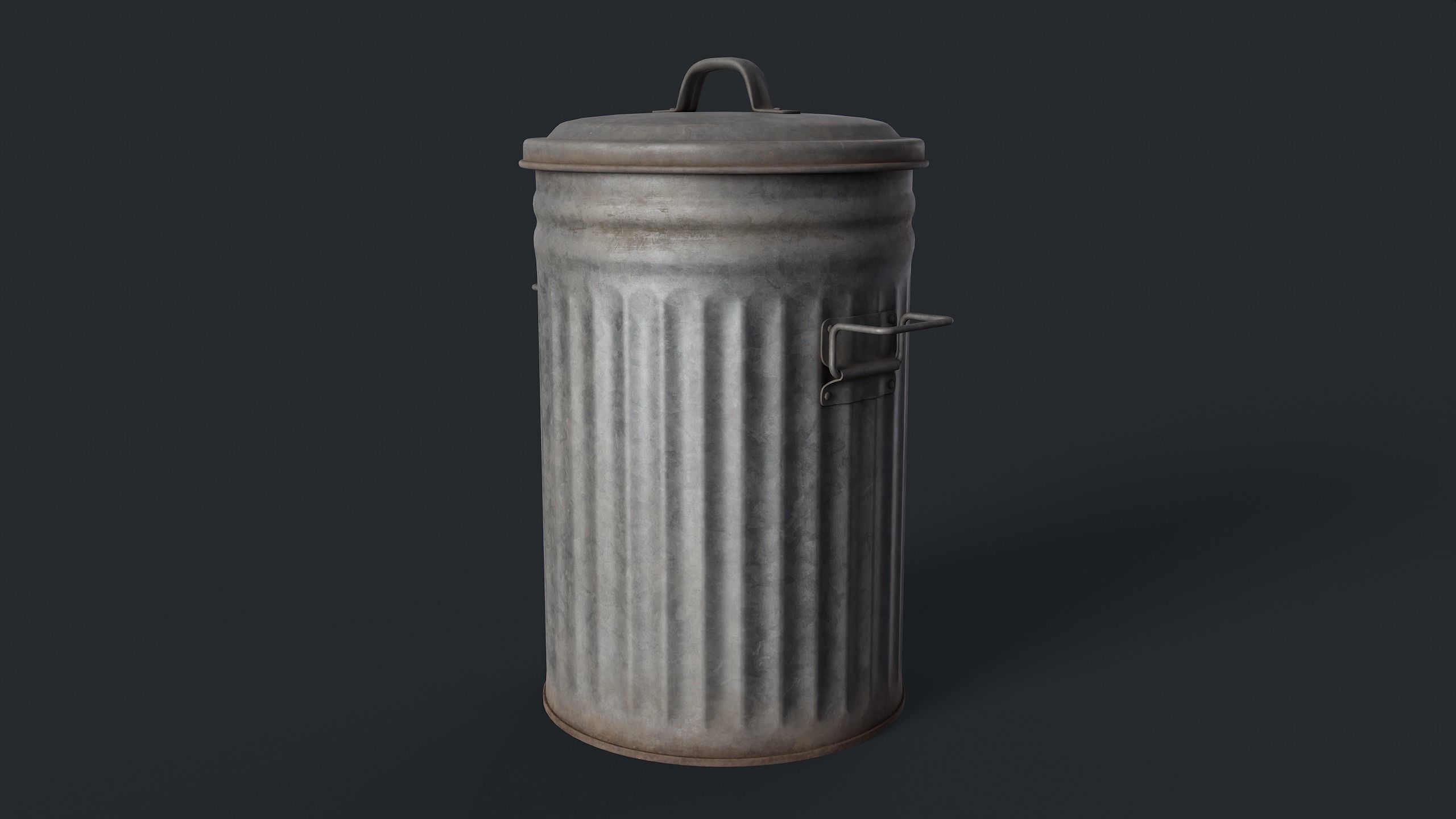 Street Trash Can 45 PBR Game Ready  Low-poly 3D model_15
