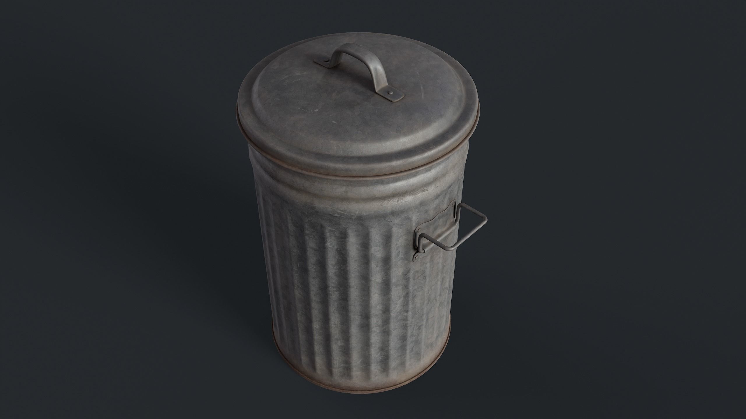 Street Trash Can 45 PBR Game Ready  Low-poly 3D model_16