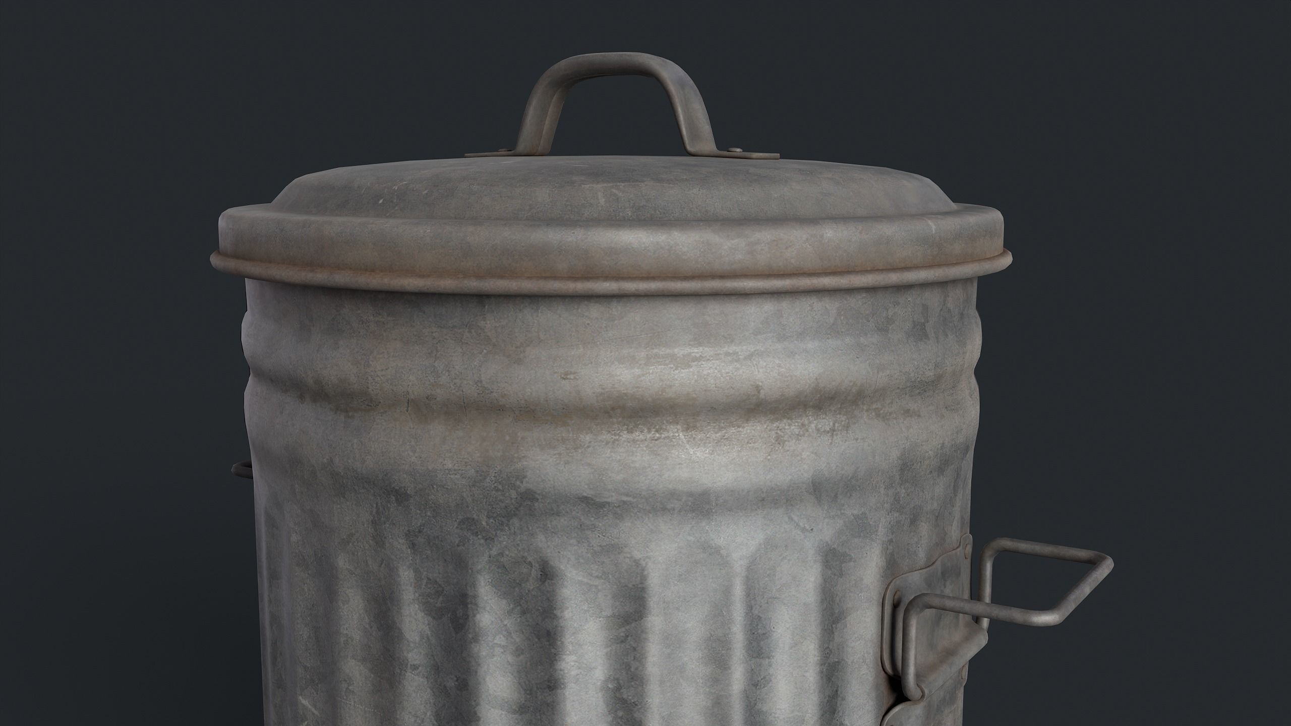 Street Trash Can 45 PBR Game Ready  Low-poly 3D model_19