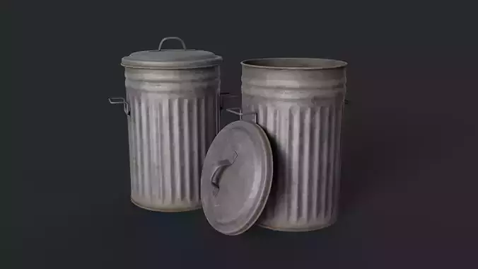 Street Trash Can 45 PBR Game Ready  Low-poly 3D model