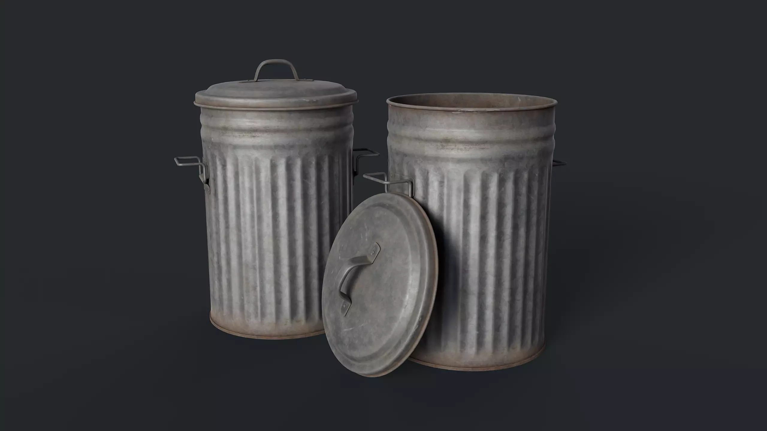 Street Trash Can 45 PBR Game Ready  Low-poly 3D model_0