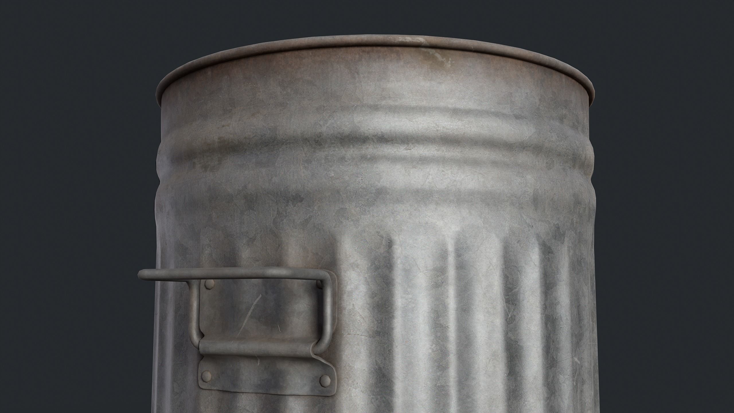 Street Trash Can 45 PBR Game Ready  Low-poly 3D model_10