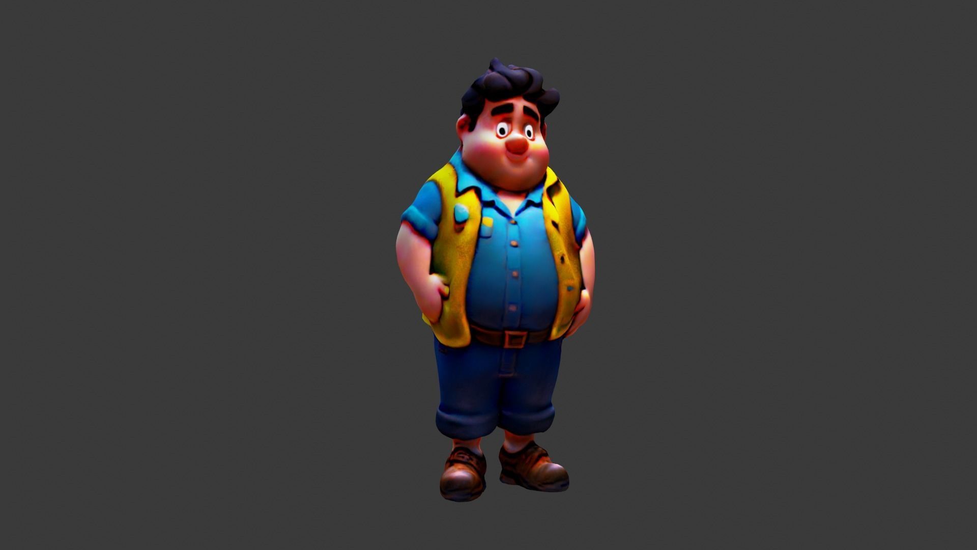 Fat Man  Low-poly 3D model_4