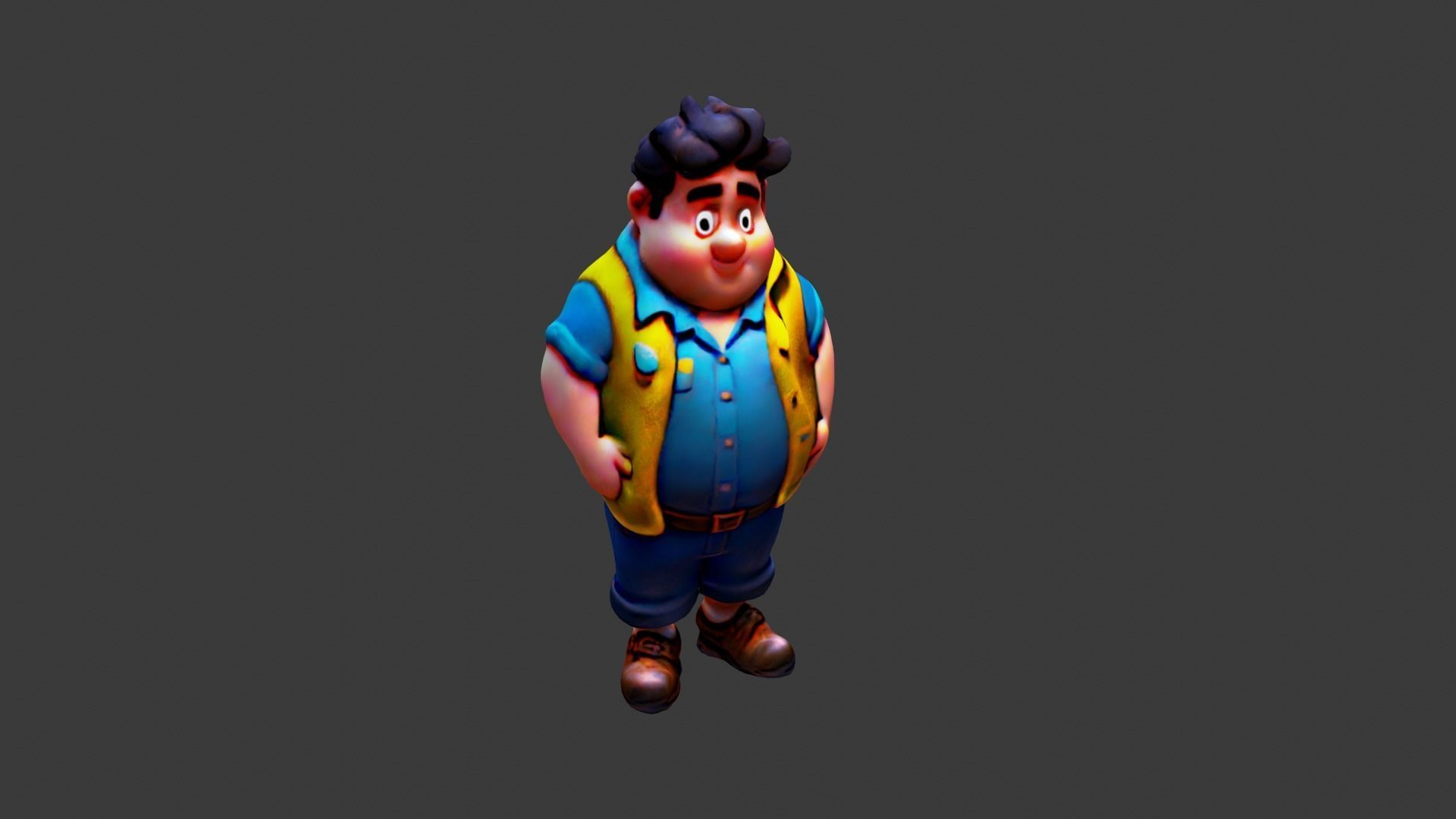 Fat Man  Low-poly 3D model_5