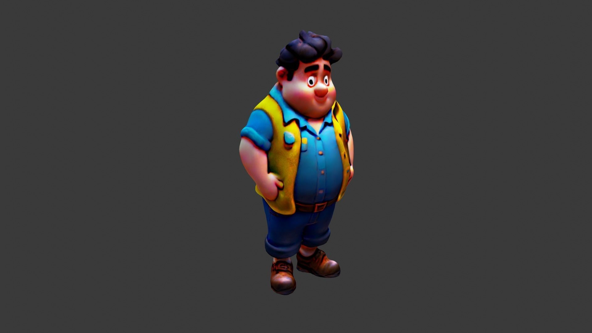 Fat Man  Low-poly 3D model_2