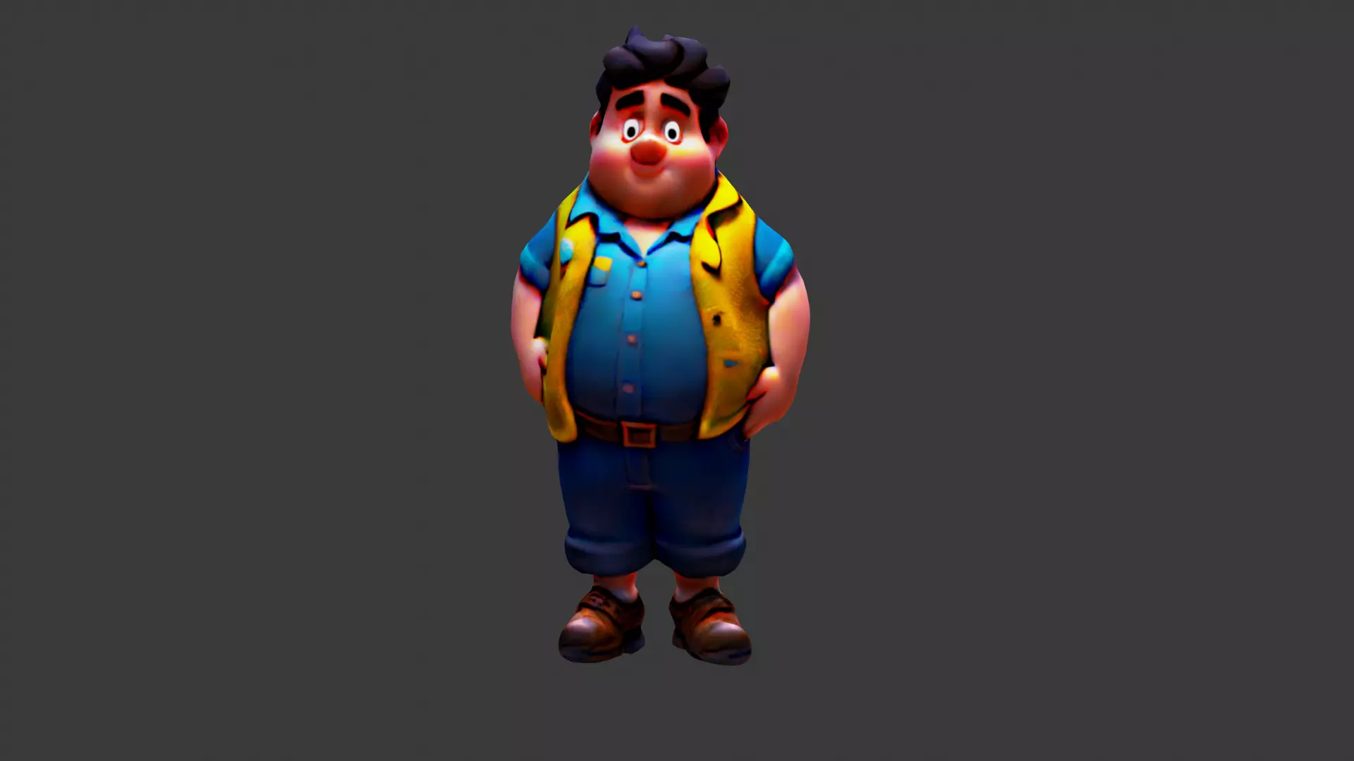 Fat Man  Low-poly 3D model_0