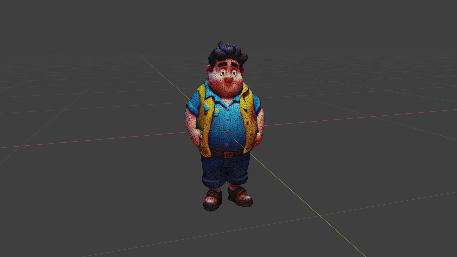 Fat Man  Low-poly 3D model_6