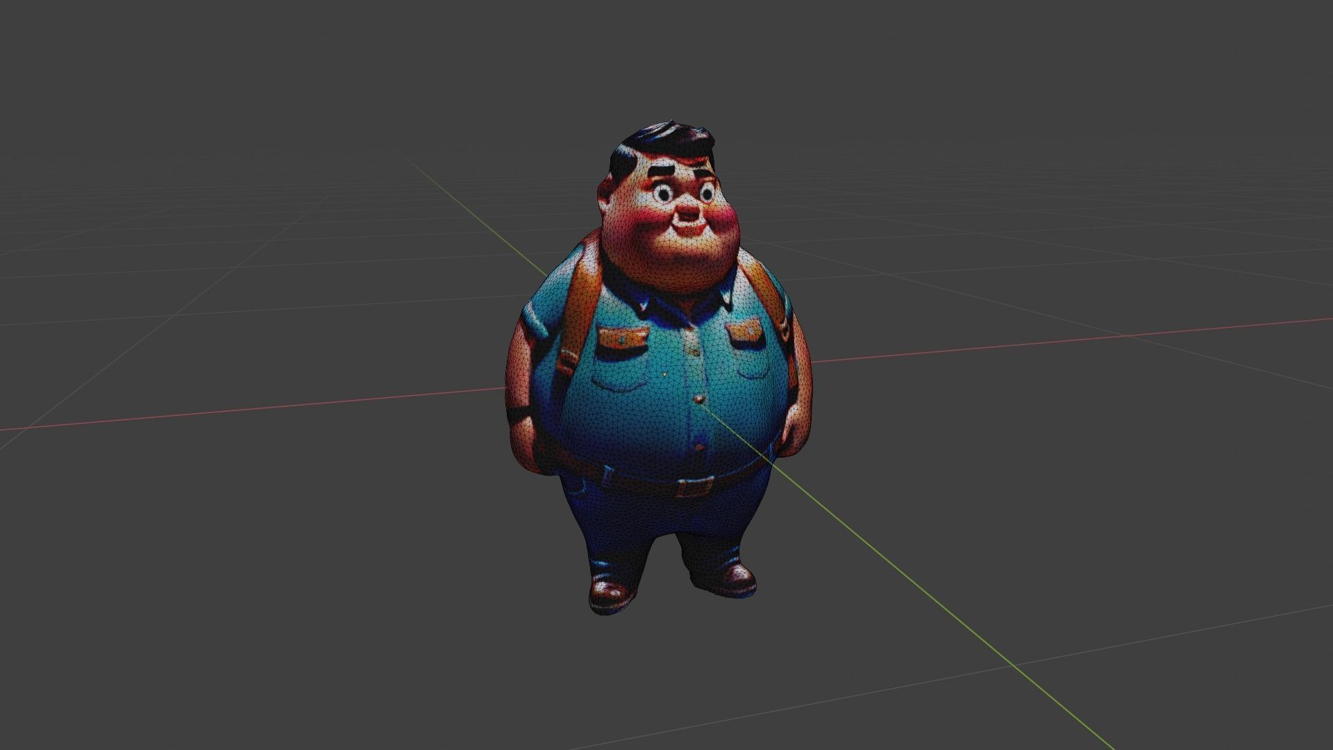 Fat Man  Low-poly 3D model_6